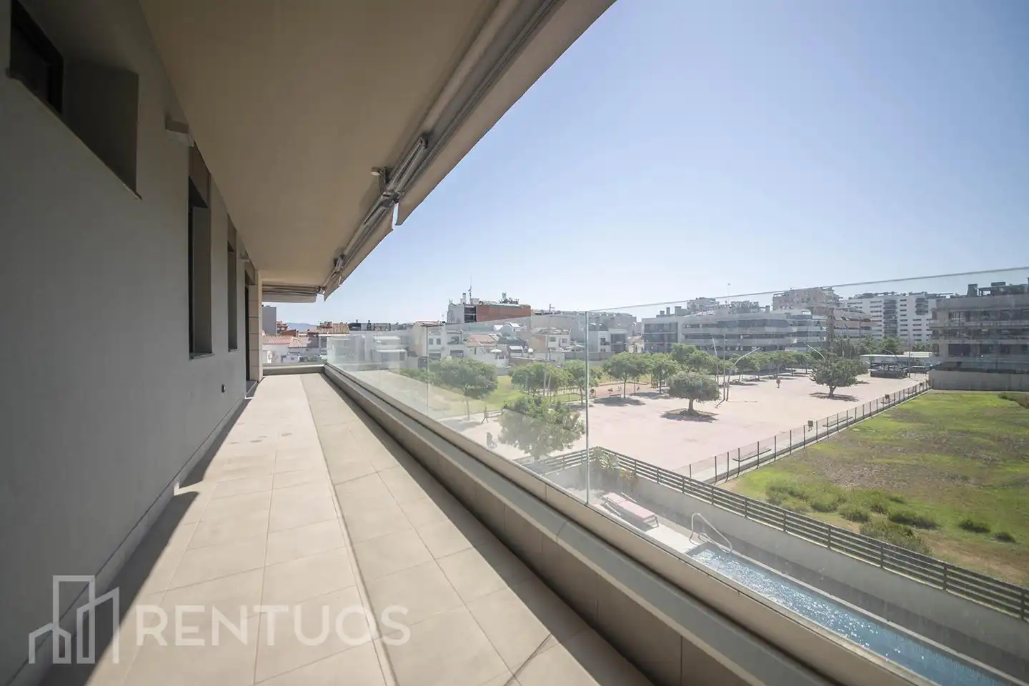 Terrace of Flat for rent in Badalona  with Air Conditioner, Heating and Parquet flooring