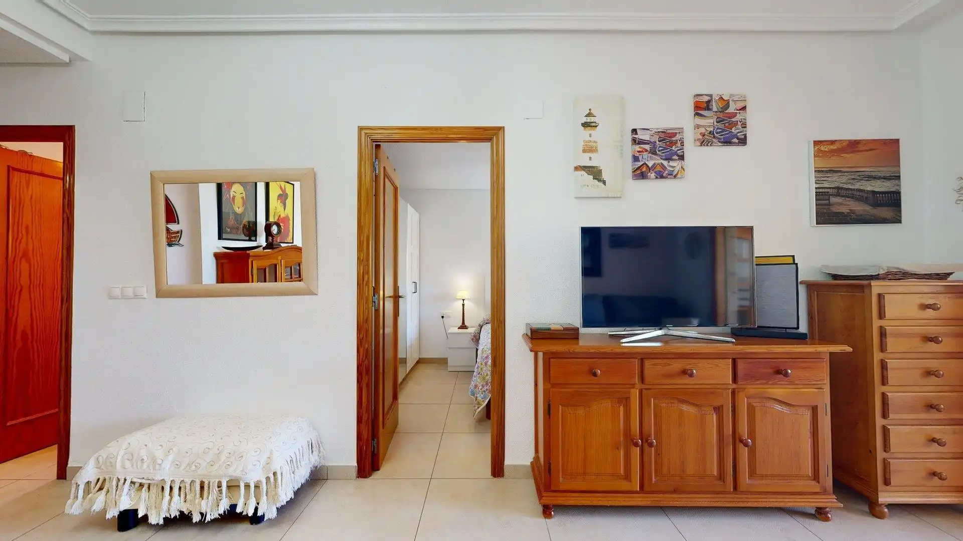 Sala d'estar de Apartament de lloguer en Elche / Elx amb Calefacció, Jardí privat i Terrassa