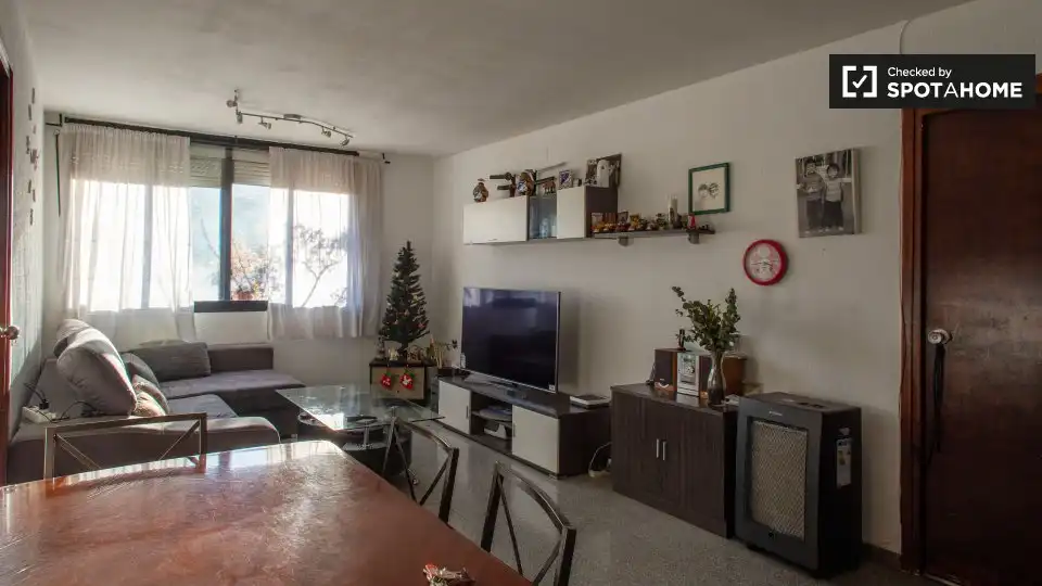 Sala d'estar de Pis per a compartir en Barcelona amb Aire condicionat, Calefacció i Moblat