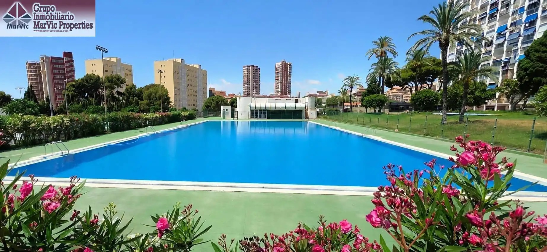 Piscina de Apartamento en venta en Benidorm con Aire acondicionado, Jardín privado y Amueblado