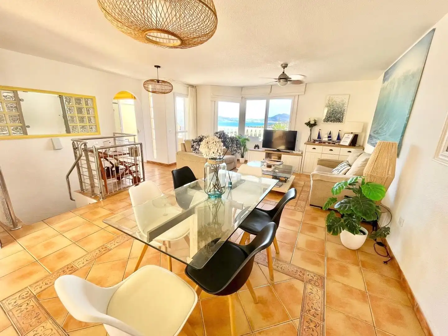 Wohnzimmer von Haus oder Chalet zur Miete in La Manga del Mar Menor mit Klimaanlage, Heizung und Terrasse