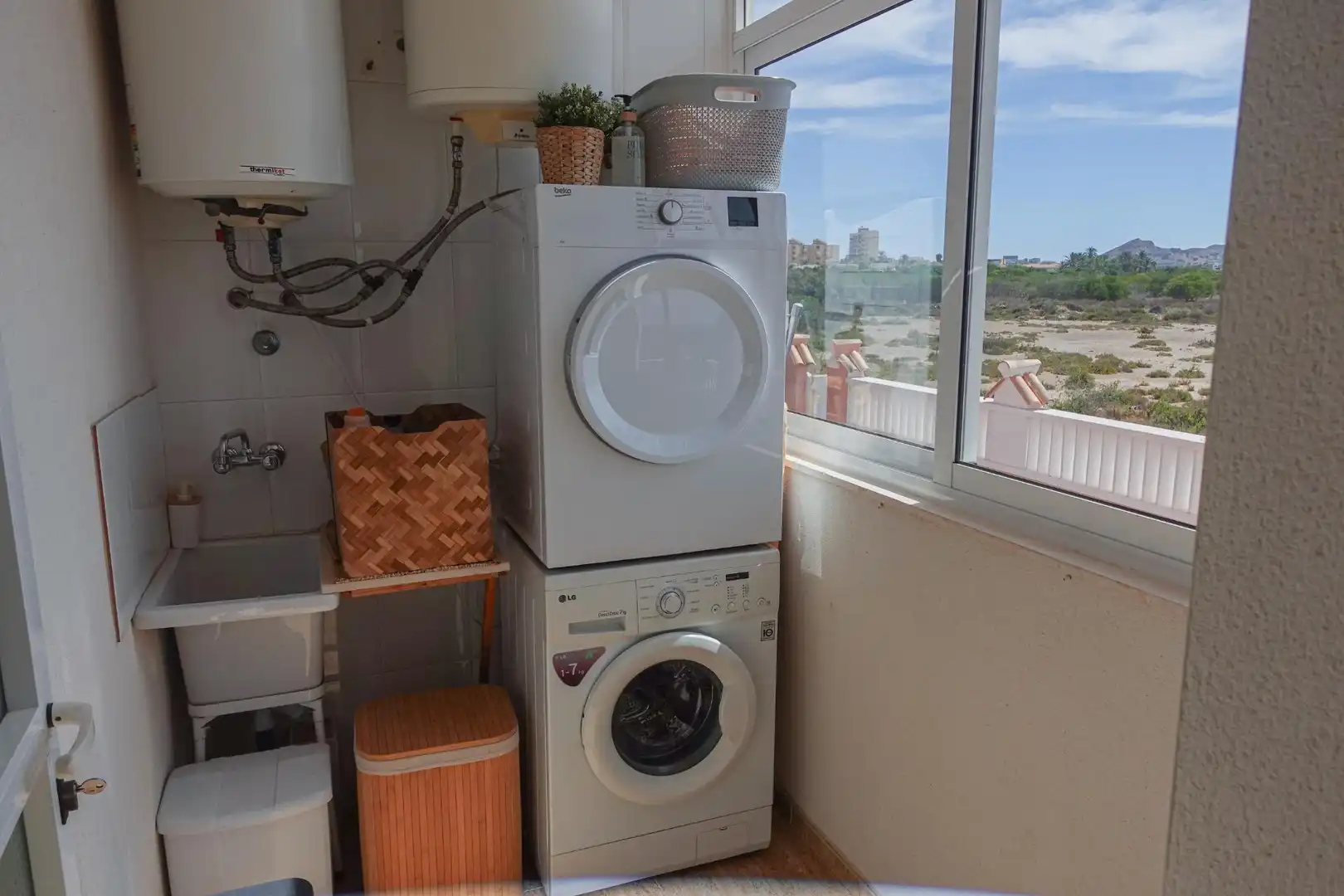 Balcony of Houses for sale in La Manga del Mar Menor  with Air Conditioner, Heating and Private garden