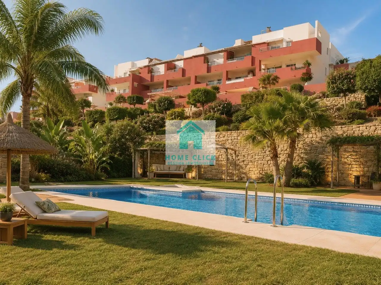 Jardí de Apartament de lloguer en Benalmádena amb Aire condicionat, Calefacció i Jardí privat