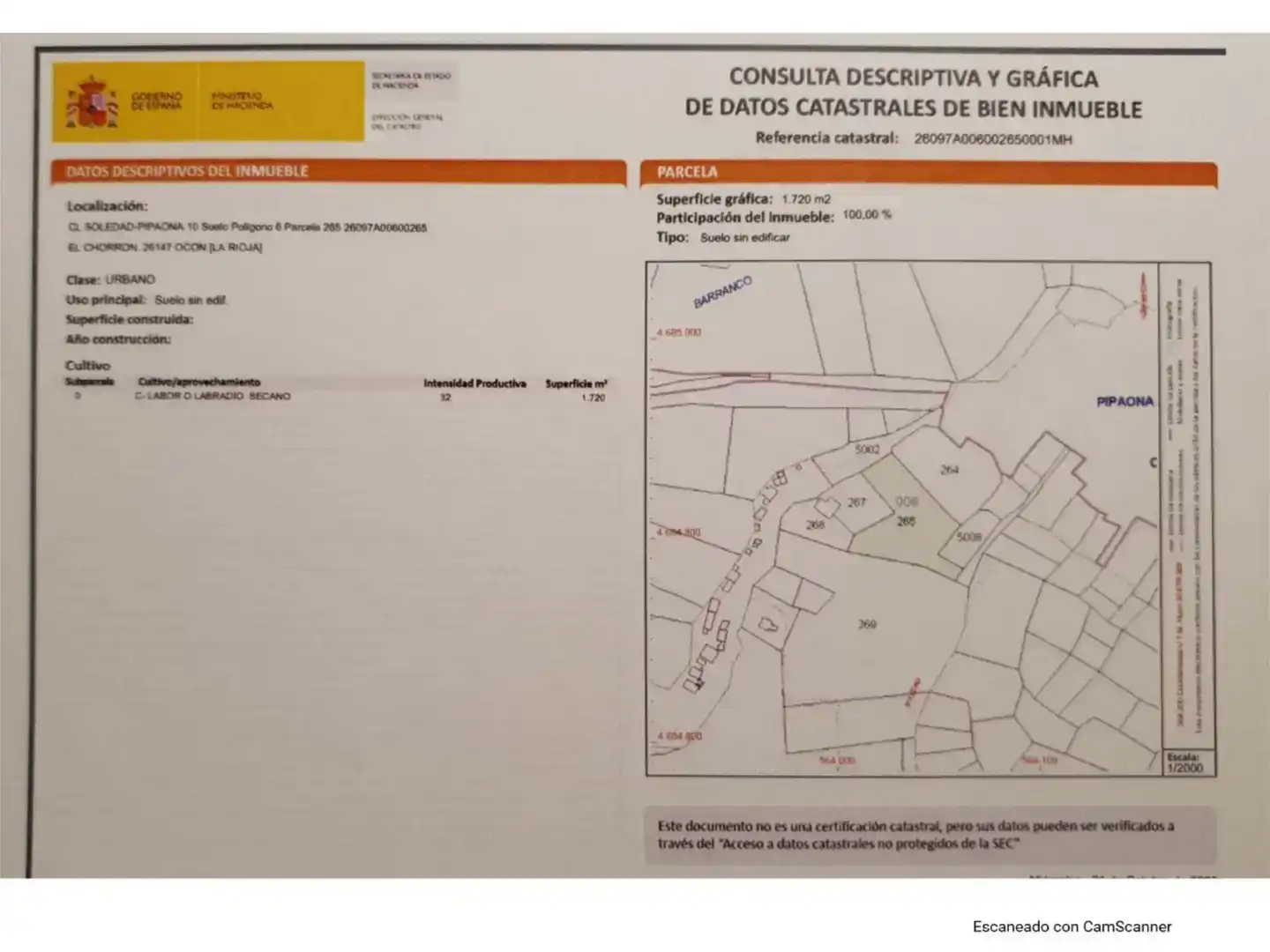 Land for sale in Ocón
