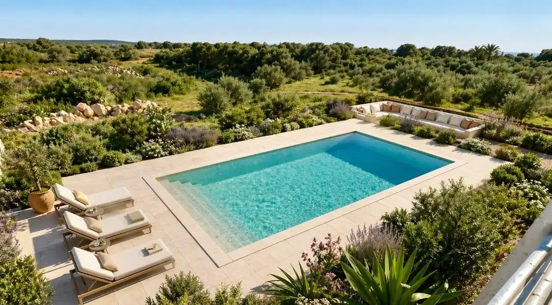 Swimming pool of Country homes for sale in Ses Salines  with Private garden, Terrace and Storage room