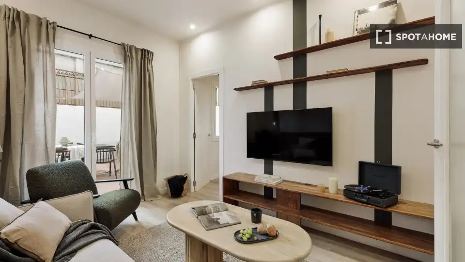 Sala de estar de Piso de alquiler en Barcelona con Aire acondicionado, Calefacción y Amueblado