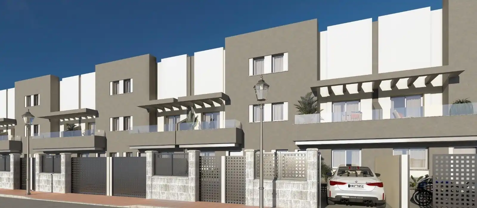 Außenansicht von Einfamilien-Reihenhaus zum Verkauf in Torrox mit Klimaanlage, Heizung und Privatgarten