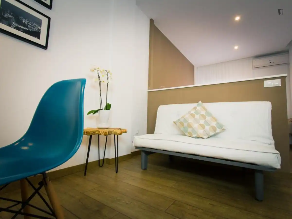 Sala de estar de Estudio de alquiler en Málaga con Aire acondicionado, Calefacción y Amueblado