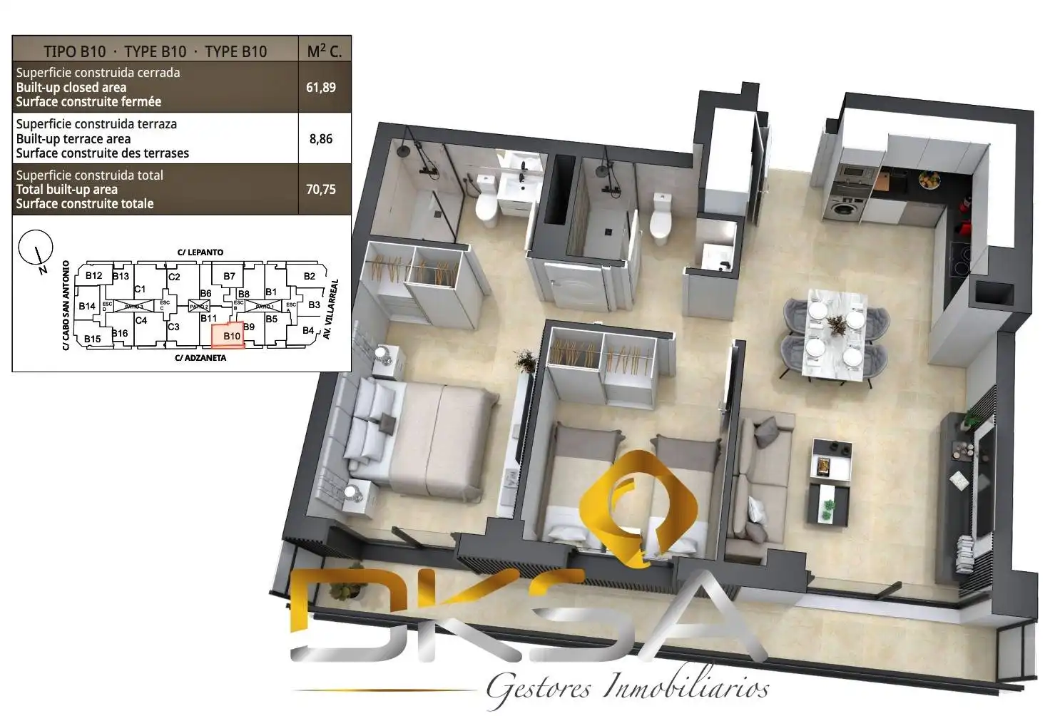 Piso en venta en Castellón de la Plana / Castelló de la Plana con Aire acondicionado, Calefacción y Jardín privado