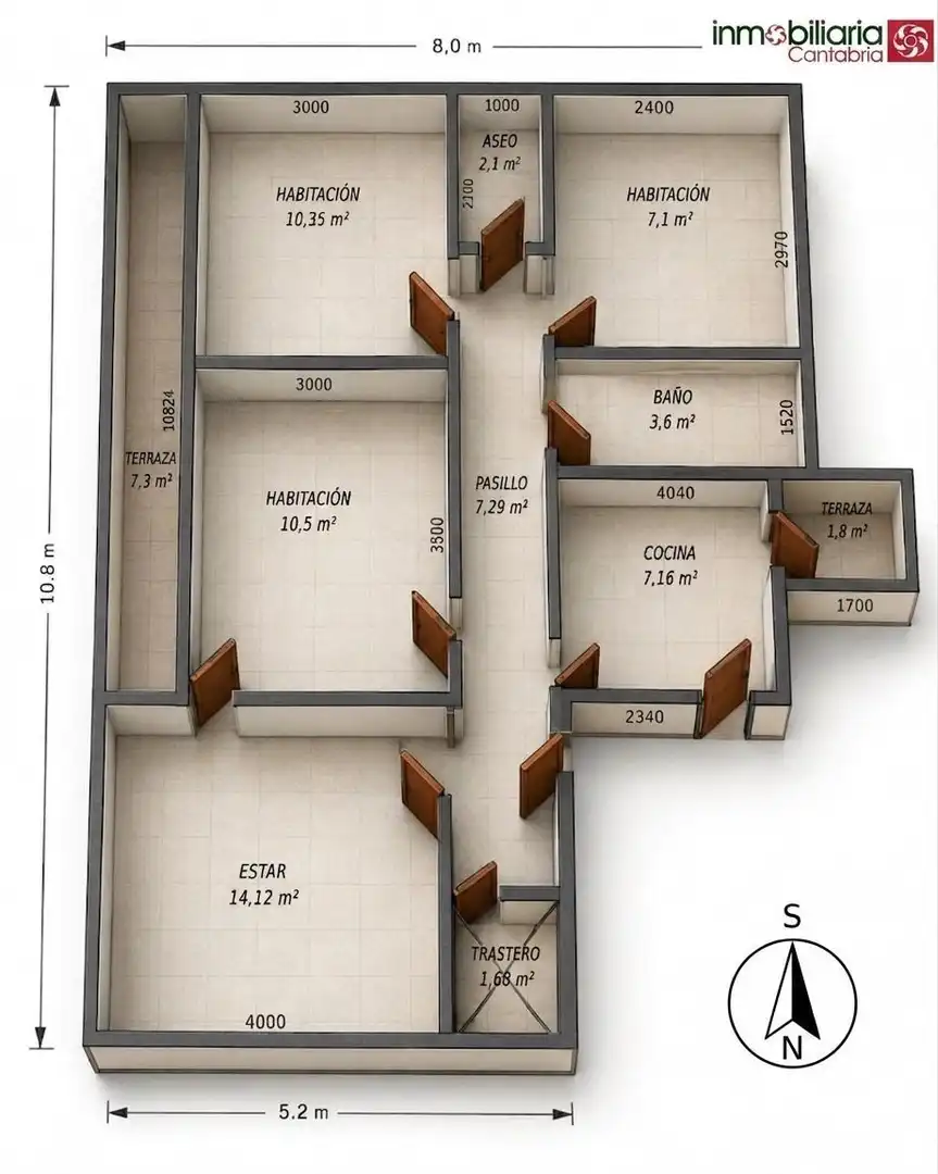 Wohnung zum Verkauf in Los Corrales de Buelna  mit Heizung, Parkett und Terrasse