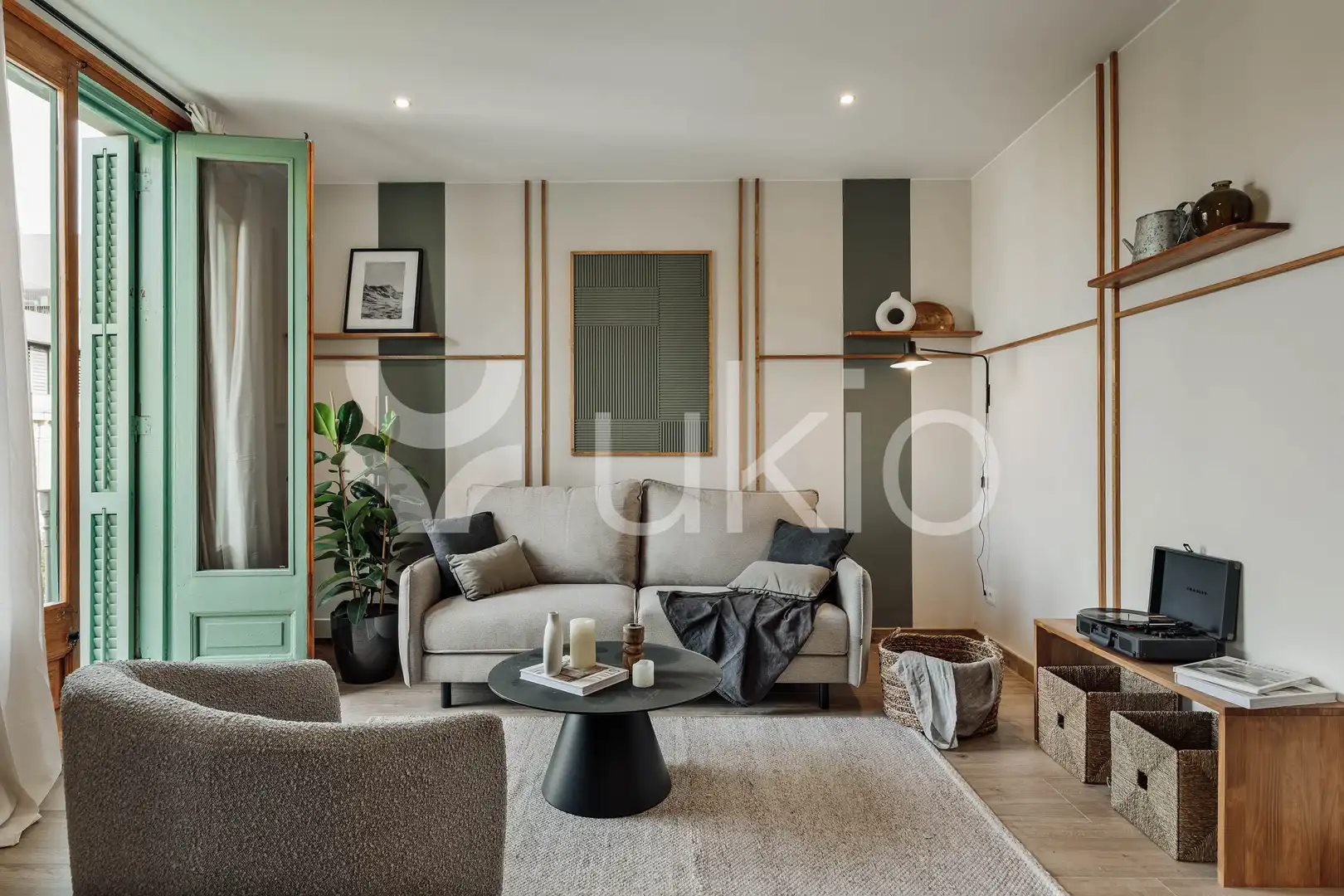 Sala de estar de Apartamento de alquiler en Barcelona con Aire acondicionado, Calefacción y Amueblado