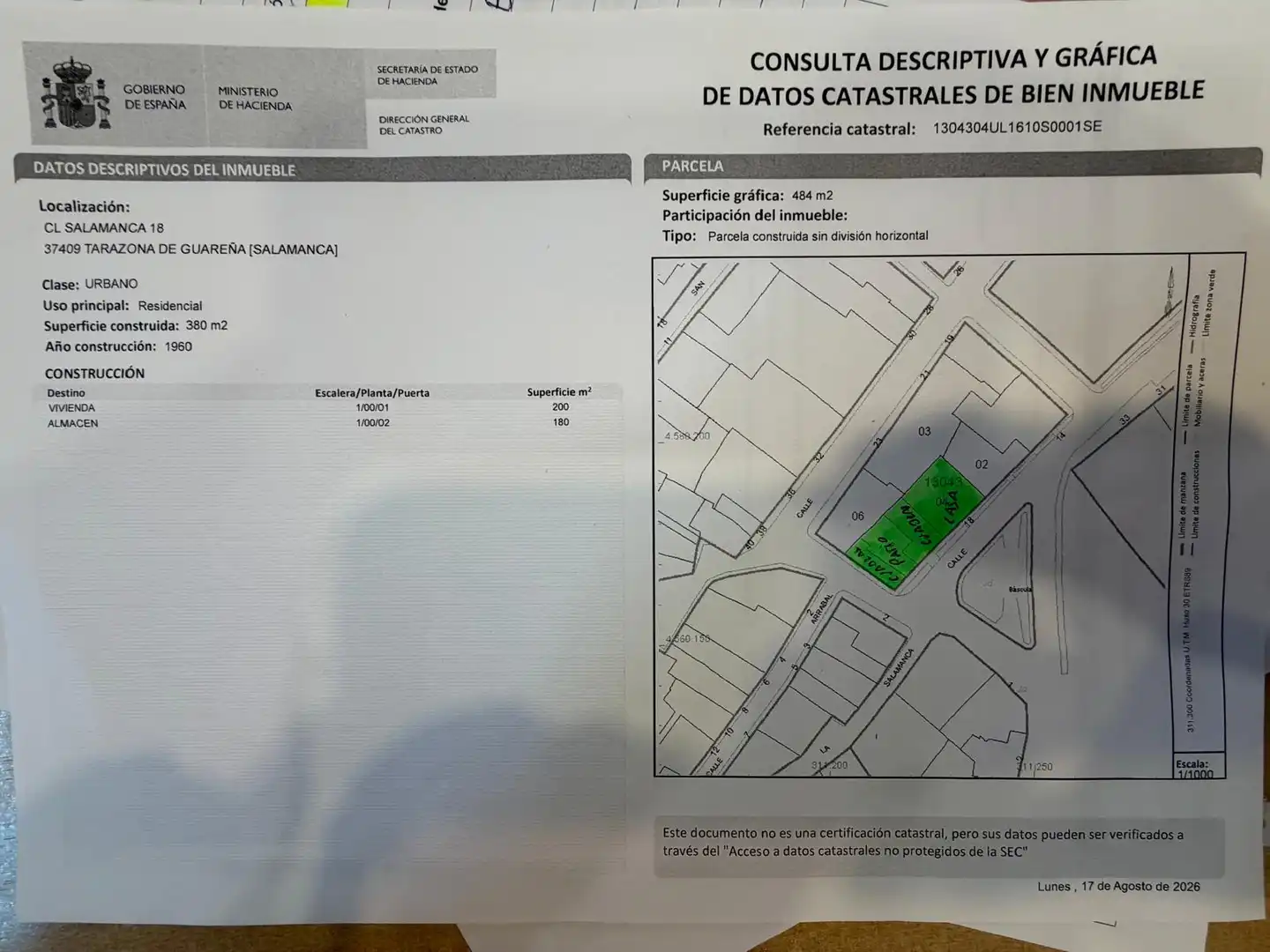 Finca rústica en venta en Tarazona de Guareña con Trastero y Amueblado