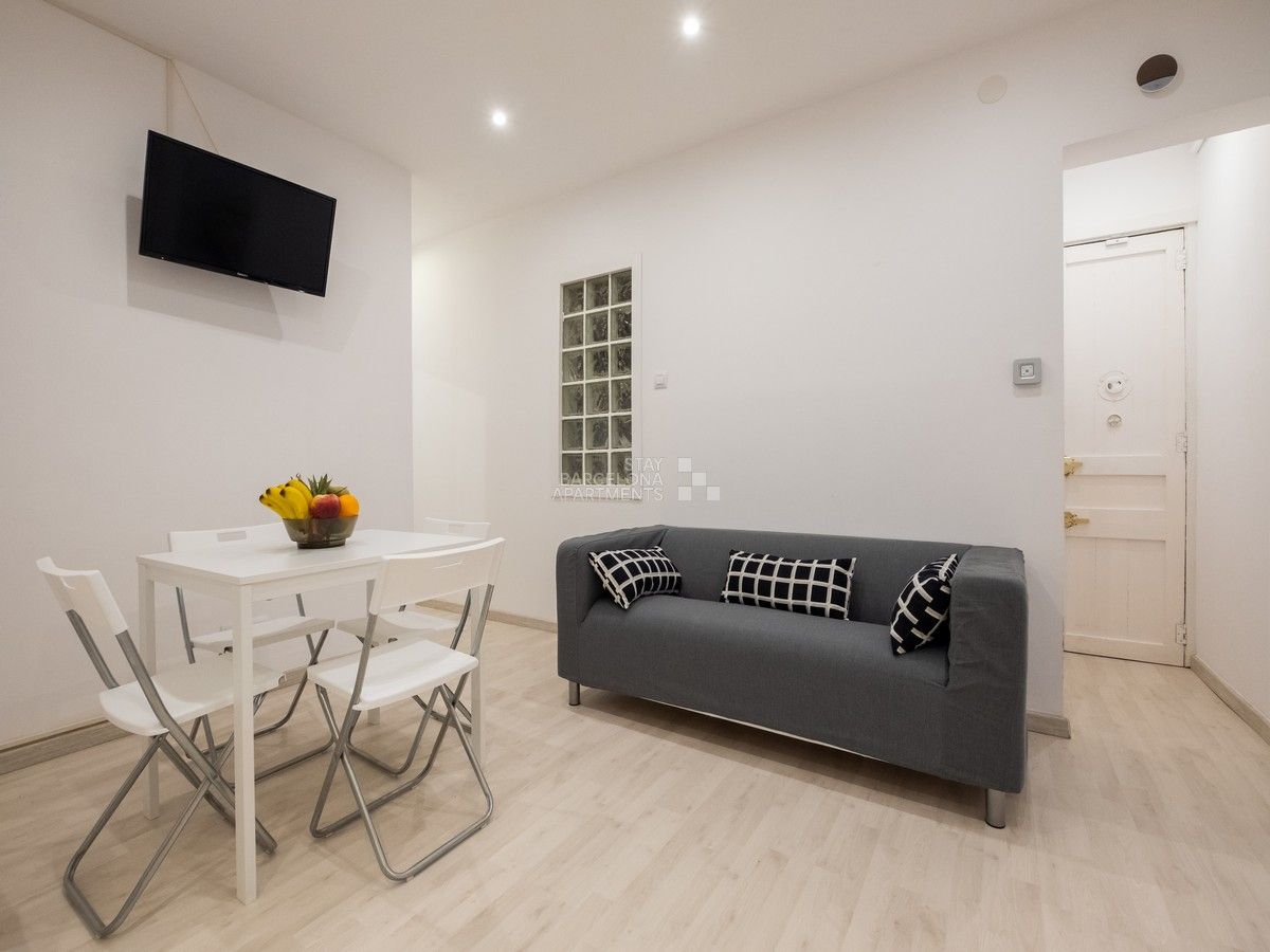 Sala d'estar de Apartament de lloguer en  Barcelona Capital amb Aire condicionat, Calefacció i Moblat