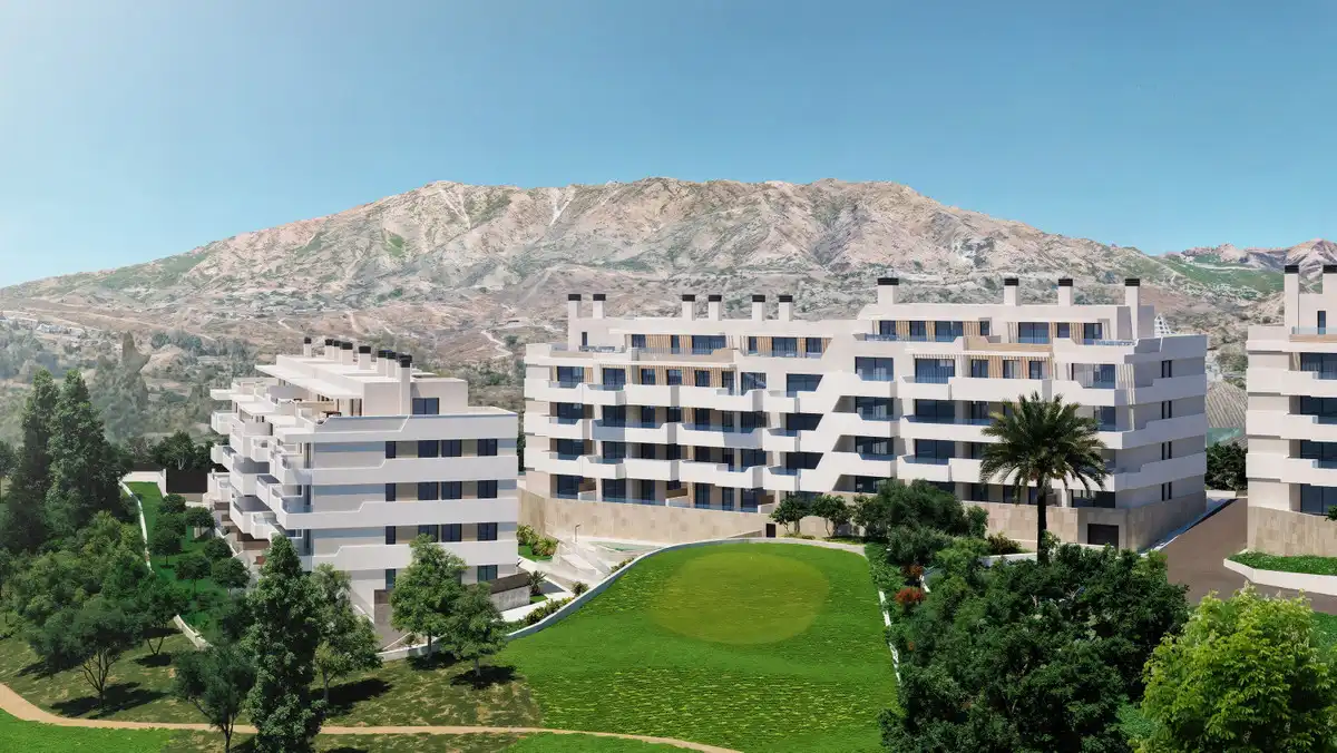 Außenansicht von Erdgeschoss zum Verkauf in Mijas mit Klimaanlage, Privatgarten und Terrasse