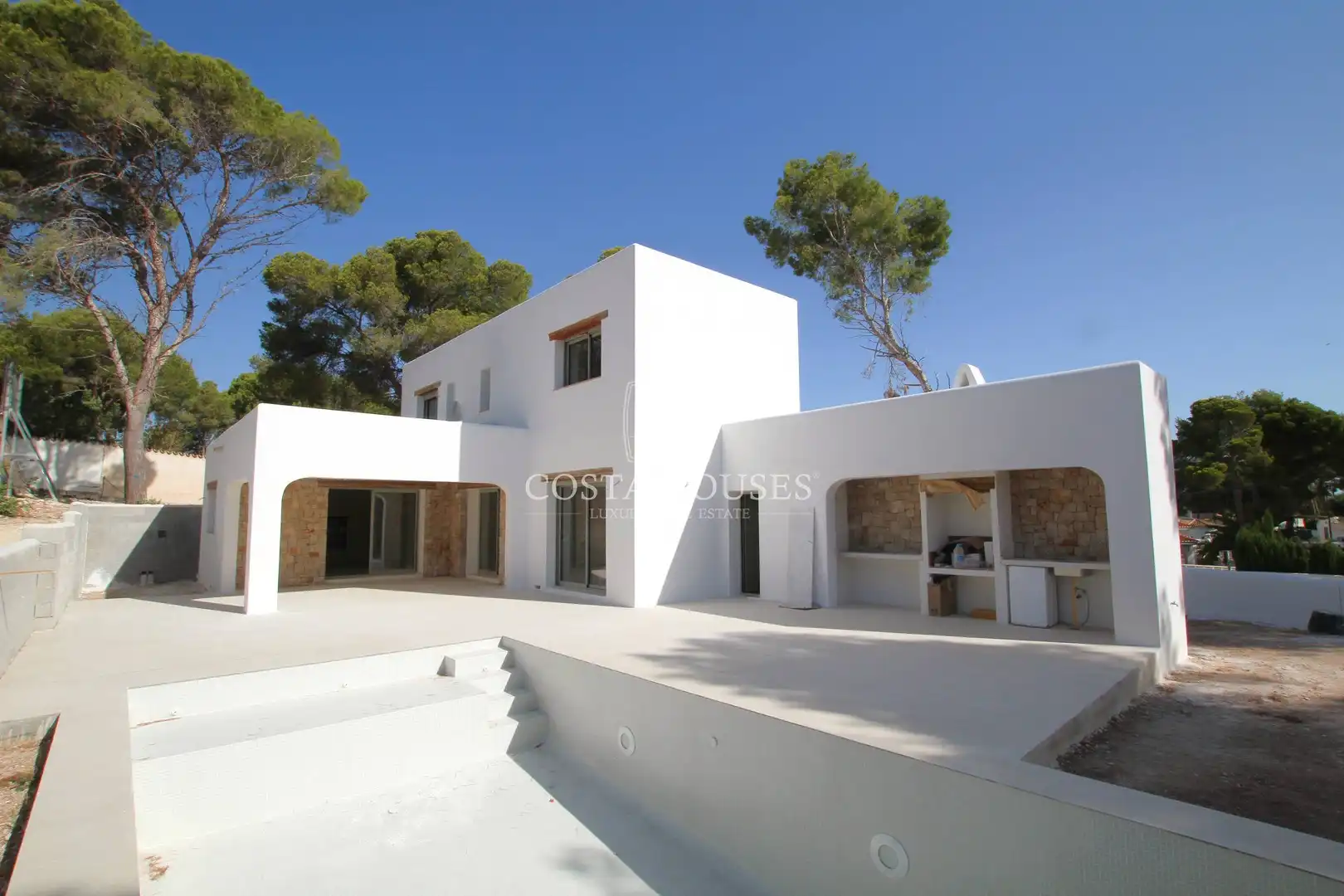 Vista exterior de Casa o xalet en venda en Moraira amb Aire condicionat, Jardí privat i Terrassa