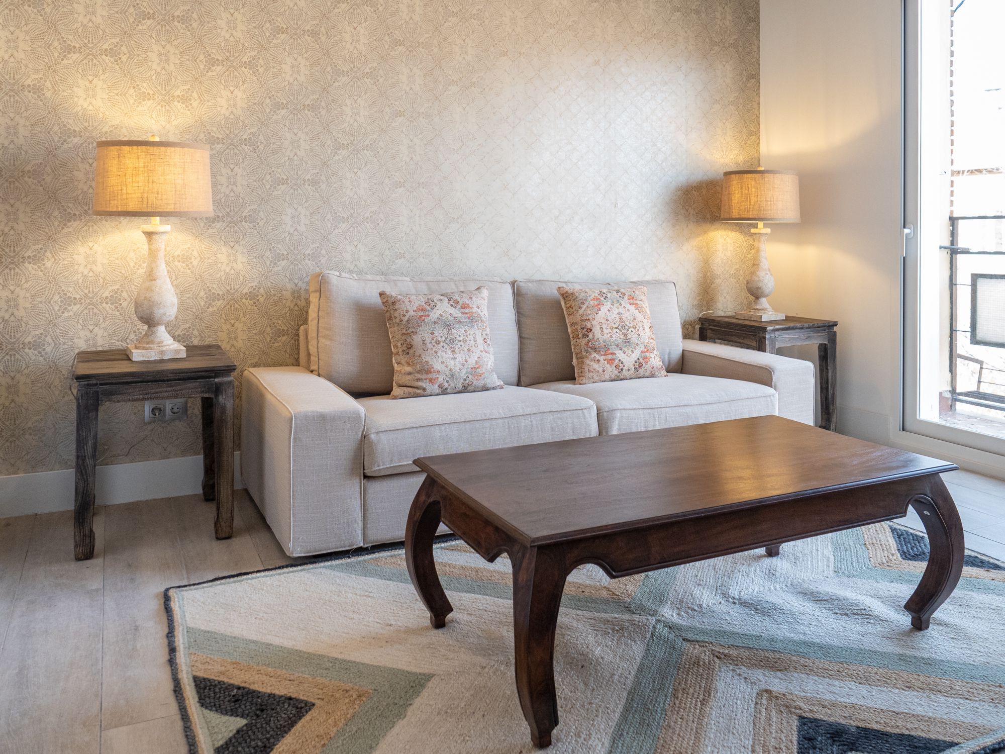 Sala d'estar de Pis de lloguer en  Madrid Capital amb Aire condicionat, Calefacció i Moblat