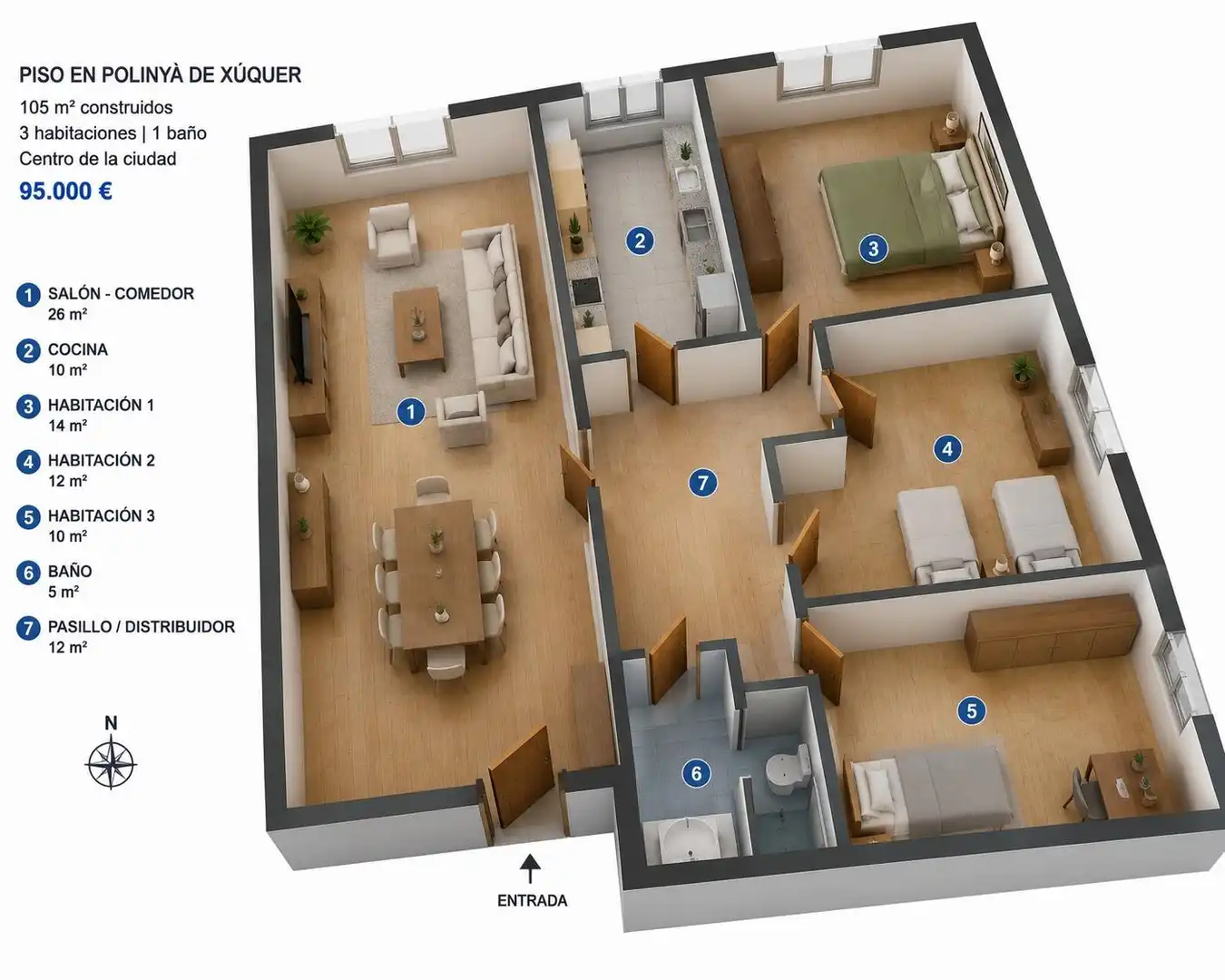 Flat for sale in Polinyà de Xúquer