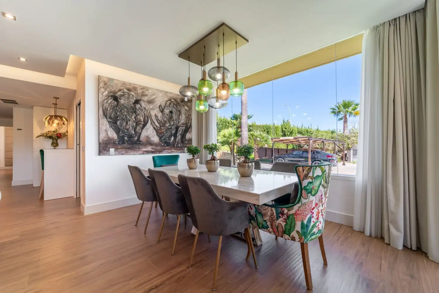 Esszimmer von Haus oder Chalet zur Miete in Alhaurín de la Torre mit Klimaanlage, Privatgarten und Terrasse