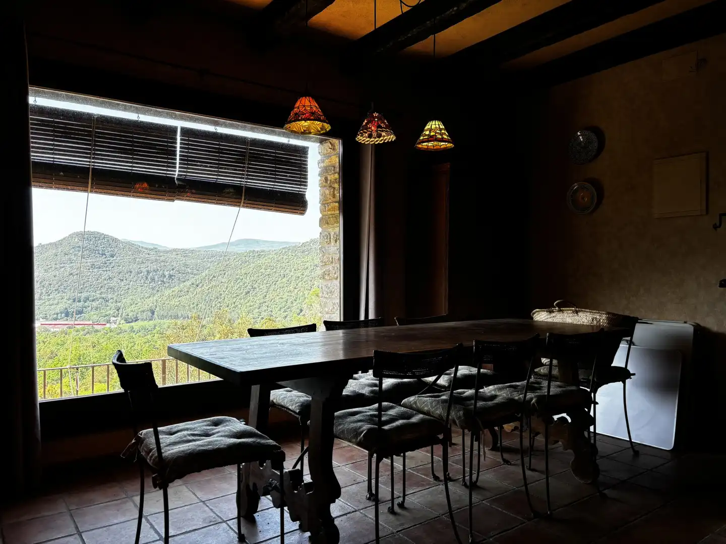 Dining room of Country homes for sale in Sant Aniol de Finestres  with Terrace and Swimming Pool