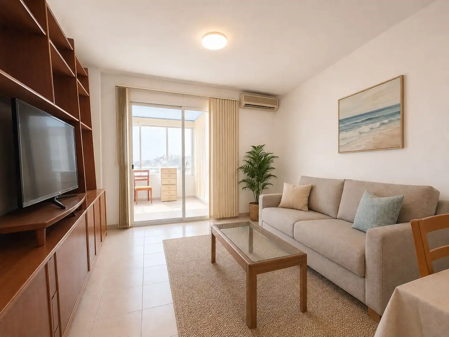 Sala d'estar de Apartament de lloguer en Villajoyosa / La Vila Joiosa amb Aire condicionat, Piscina i Moblat