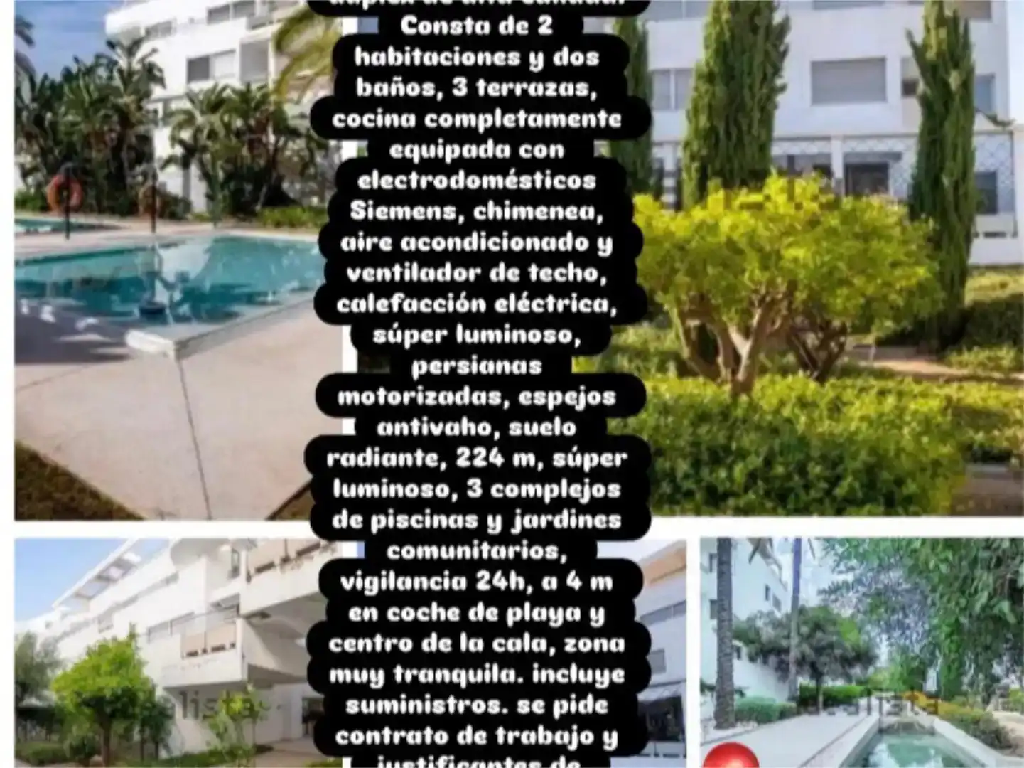 Jardín de Piso para compartir en Mijas con Aire acondicionado, Piscina y Amueblado