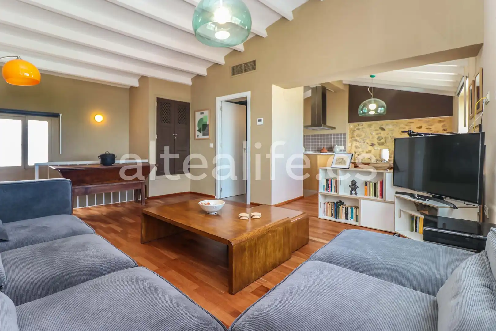 Sala de estar de Casa adosada en venta en Altea con Aire acondicionado, Parquet y Balcón