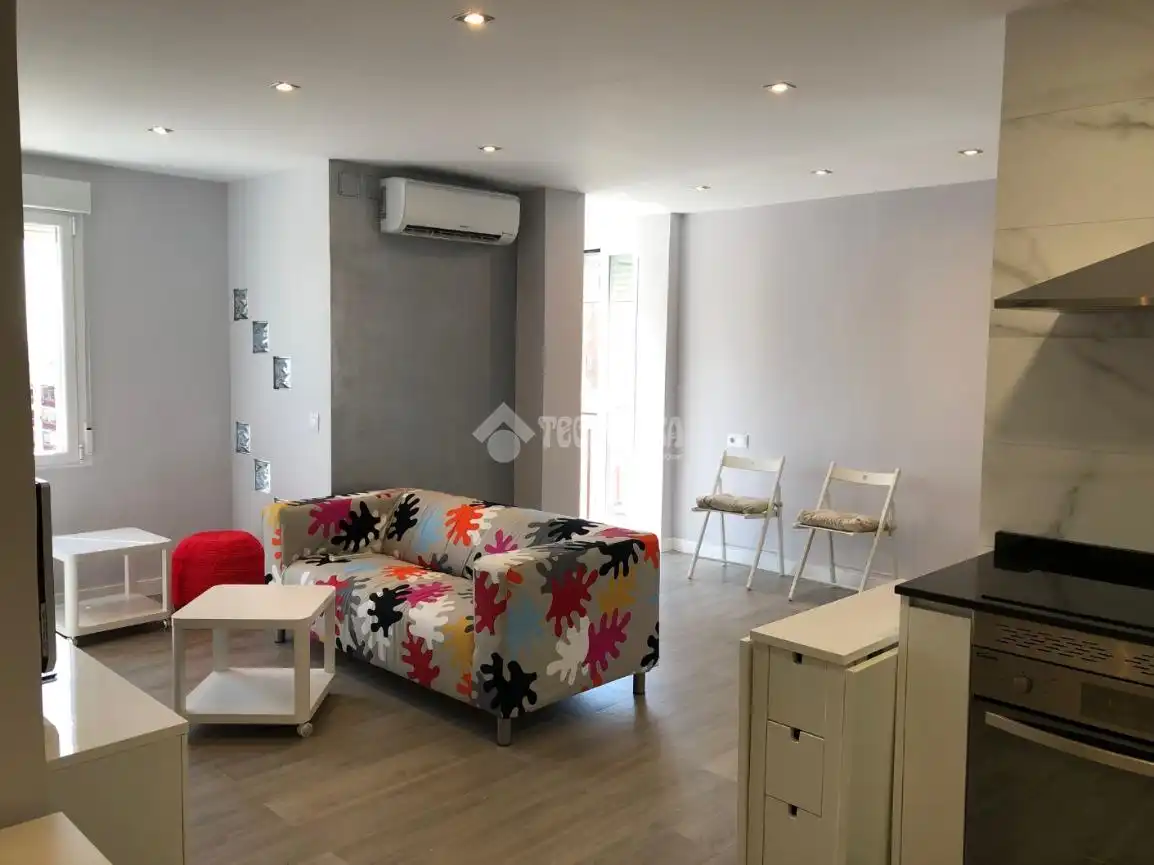 Sala de estar de Estudio de alquiler en Madrid con Aire acondicionado, Calefacción y Terraza