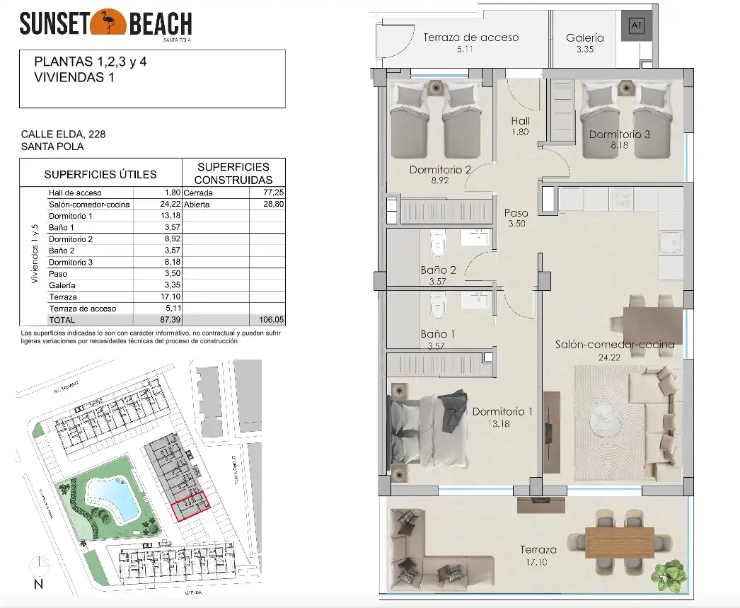 Flat for sale in Santa Pola  with Air Conditioner, Terrace and Swimming Pool