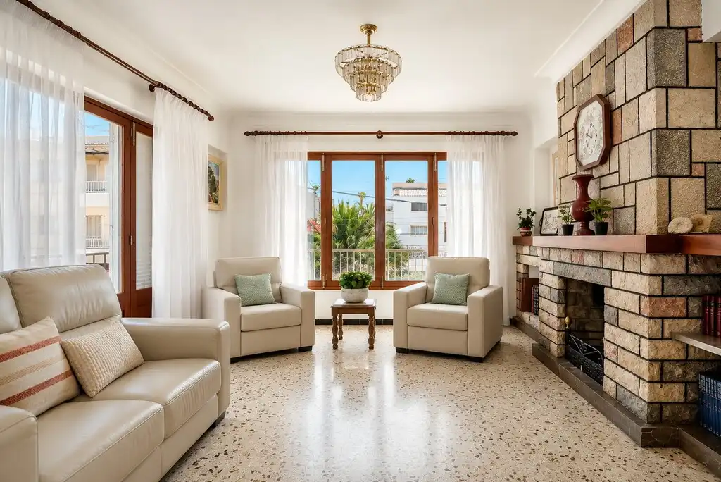 Sala de estar de Piso en venta en Santa Margalida con Aire acondicionado, Terraza y Amueblado