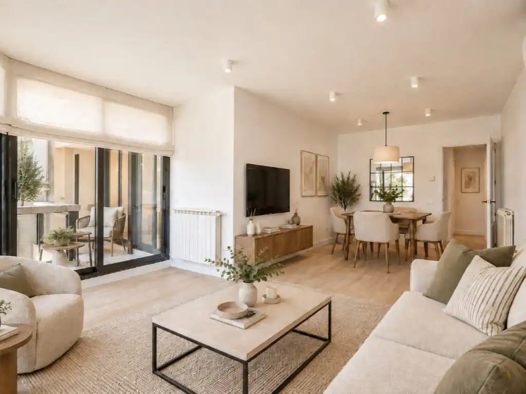 Wohnzimmer von Wohnung zur Miete in Madrid mit Klimaanlage