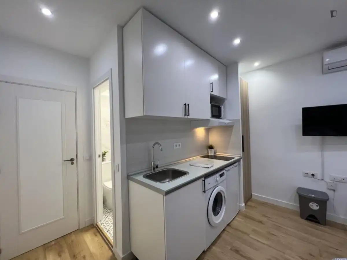Cocina de Estudio de alquiler en Madrid con Aire acondicionado, Calefacción y Amueblado