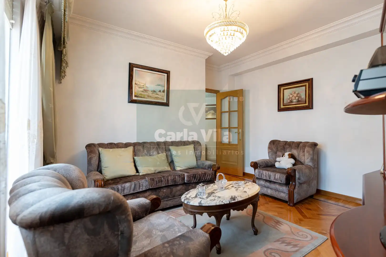 Sala d'estar de Pis en venda en Lugo amb Calefacció, Parquet i Moblat