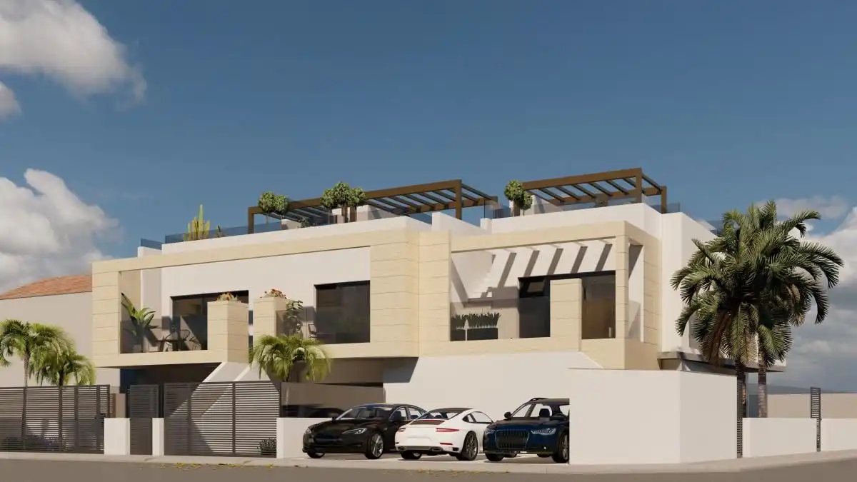 Vista exterior de Casa o chalet en venta en San Pedro del Pinatar con Terraza, Piscina y Piscina comunitaria