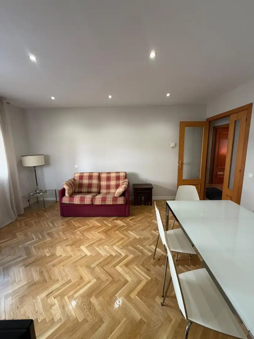 Wohnzimmer von Wohnung zur Miete in Madrid mit Heizung, Privatgarten und Parkett