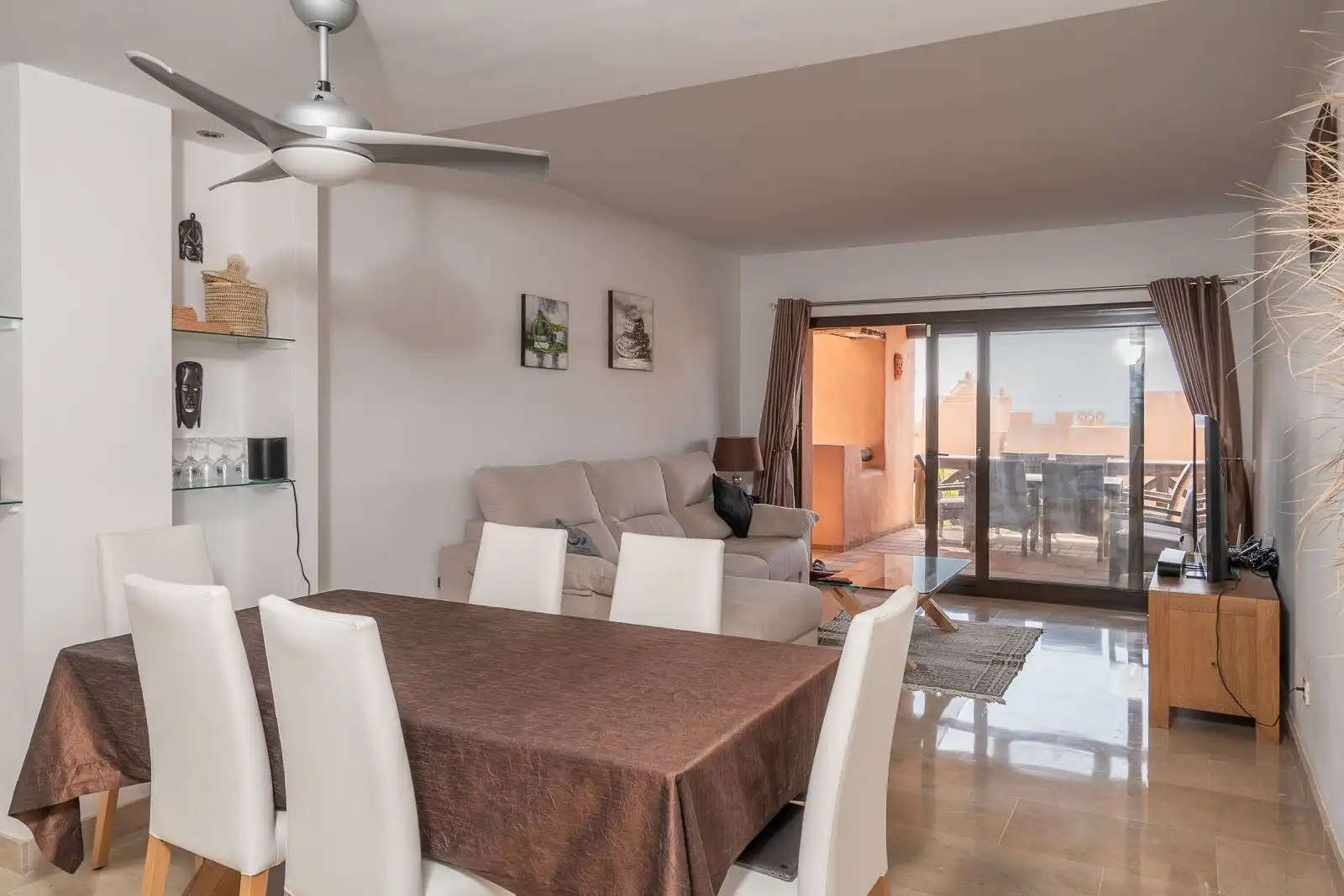 Dining room of Flat for sale in Manilva  with Air Conditioner, Terrace and Furnished
