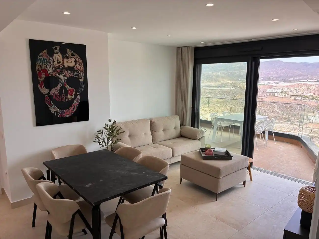 Wohnzimmer von Wohnungen zum Verkauf in Lorca mit Klimaanlage, Privatgarten und Schwimmbad