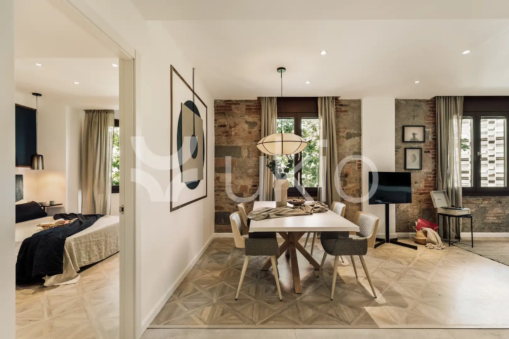 Dining room of Apartments for rent in Barcelona  with Air Conditioner, Heating and Furnished