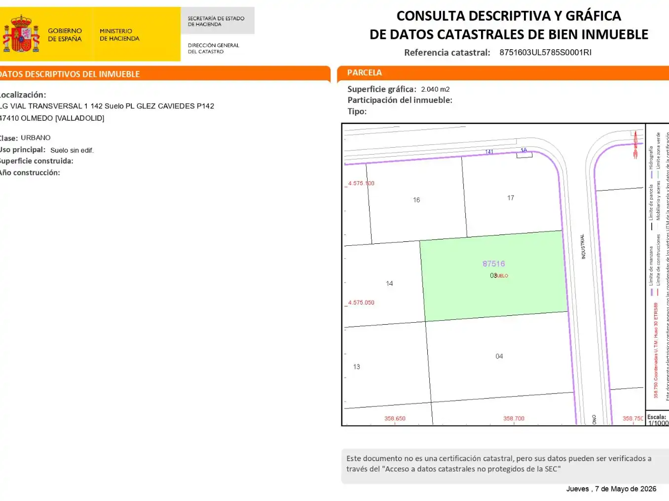 Industrial land for sale in Olmedo