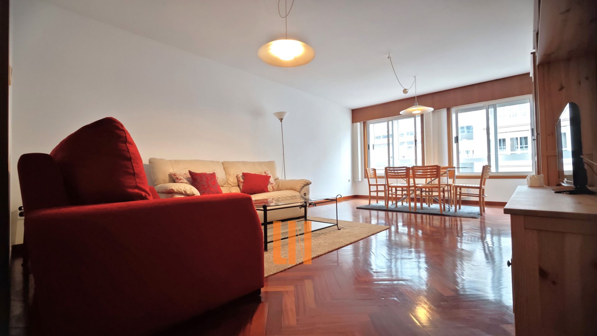 Living room of Flat to rent in A Coruña Capital   with Heating, Parquet flooring and Furnished