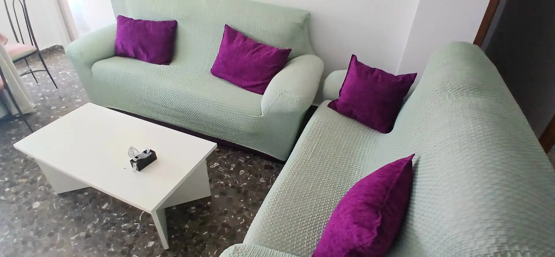 Living room of Flat for rent in Almería  with Air Conditioner, Terrace and Furnished
