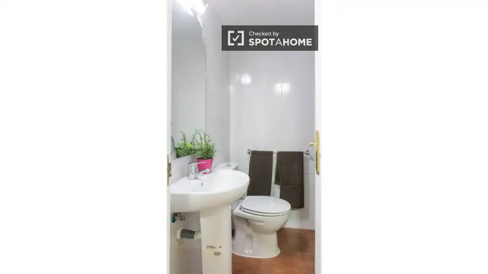 Bathroom of Study for share in Madrid  with Air Conditioner, Heating and Terrace