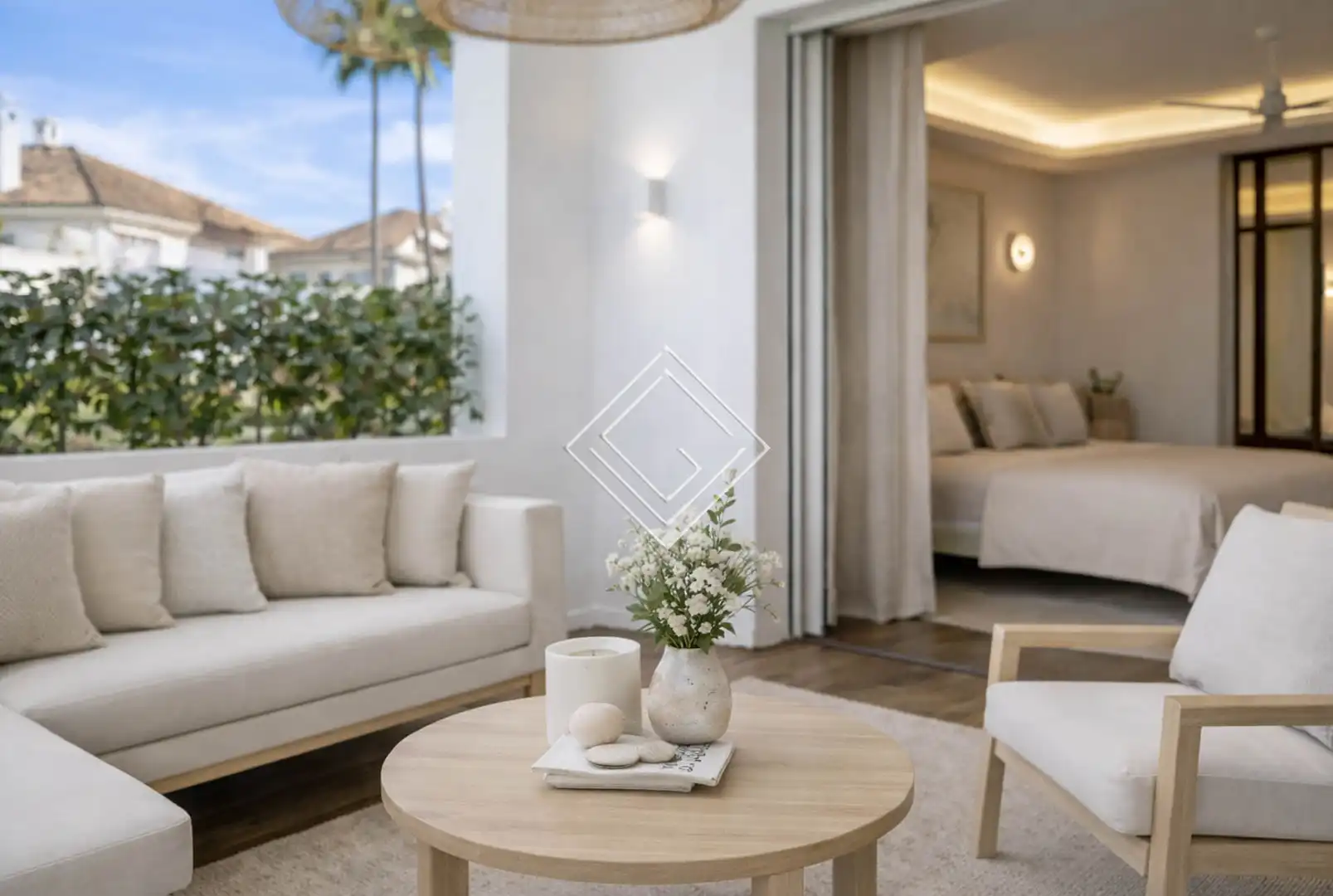 Wohnzimmer von Wohnung zum Verkauf in Marbella mit Klimaanlage, Heizung und Terrasse