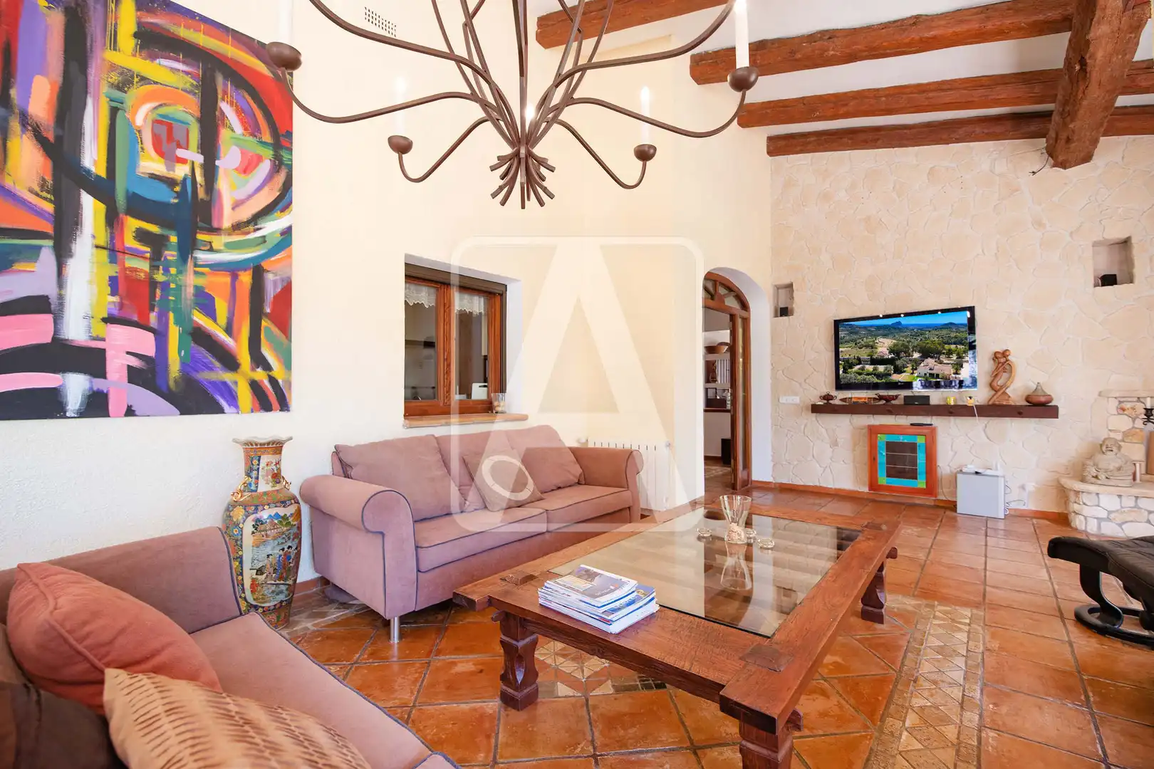 Sala de estar de Finca rústica en venta en Benissa con Aire acondicionado, Calefacción y Jardín privado