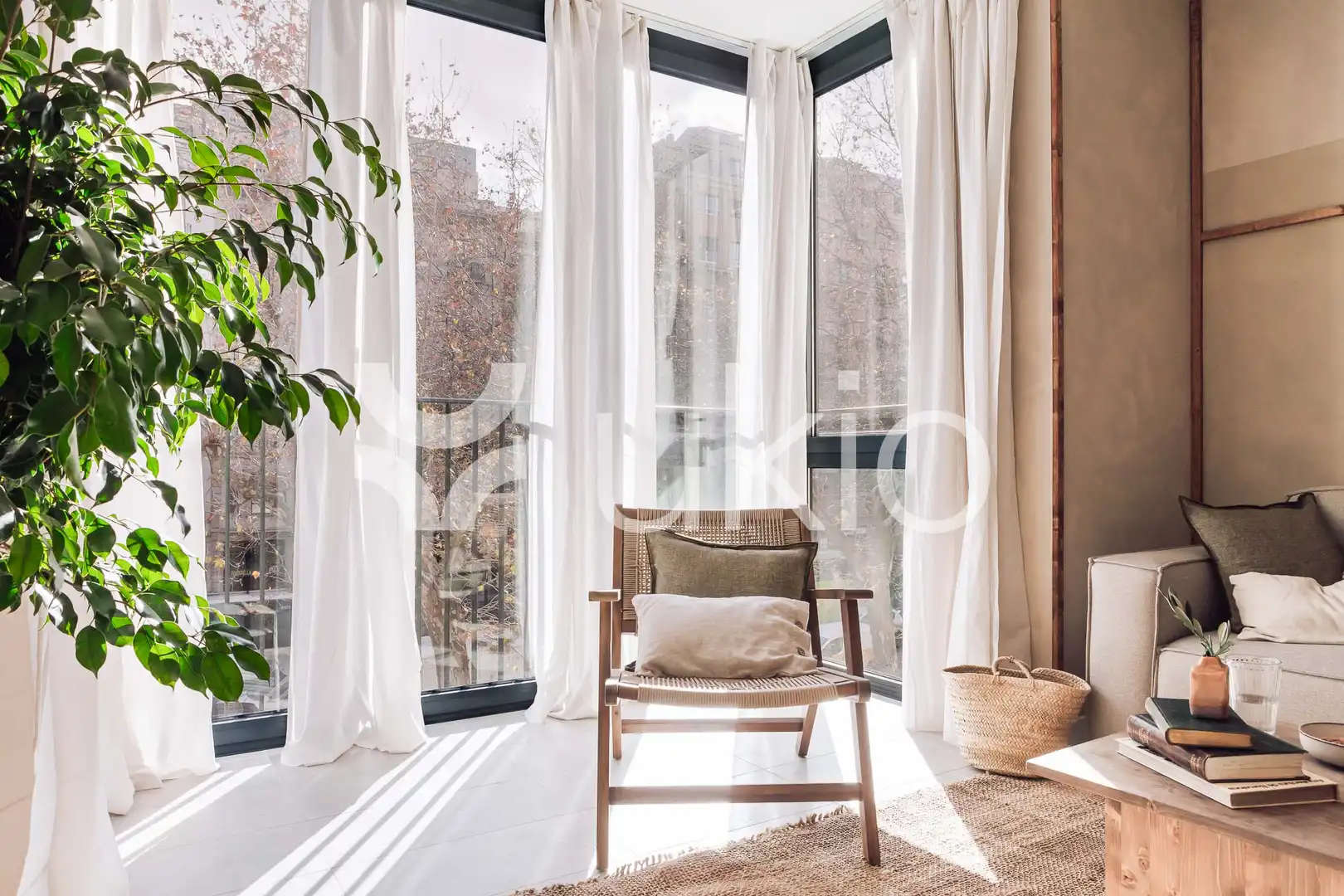 Wohnzimmer von Wohnungen zur Miete in Barcelona mit Klimaanlage, Heizung und Terrasse