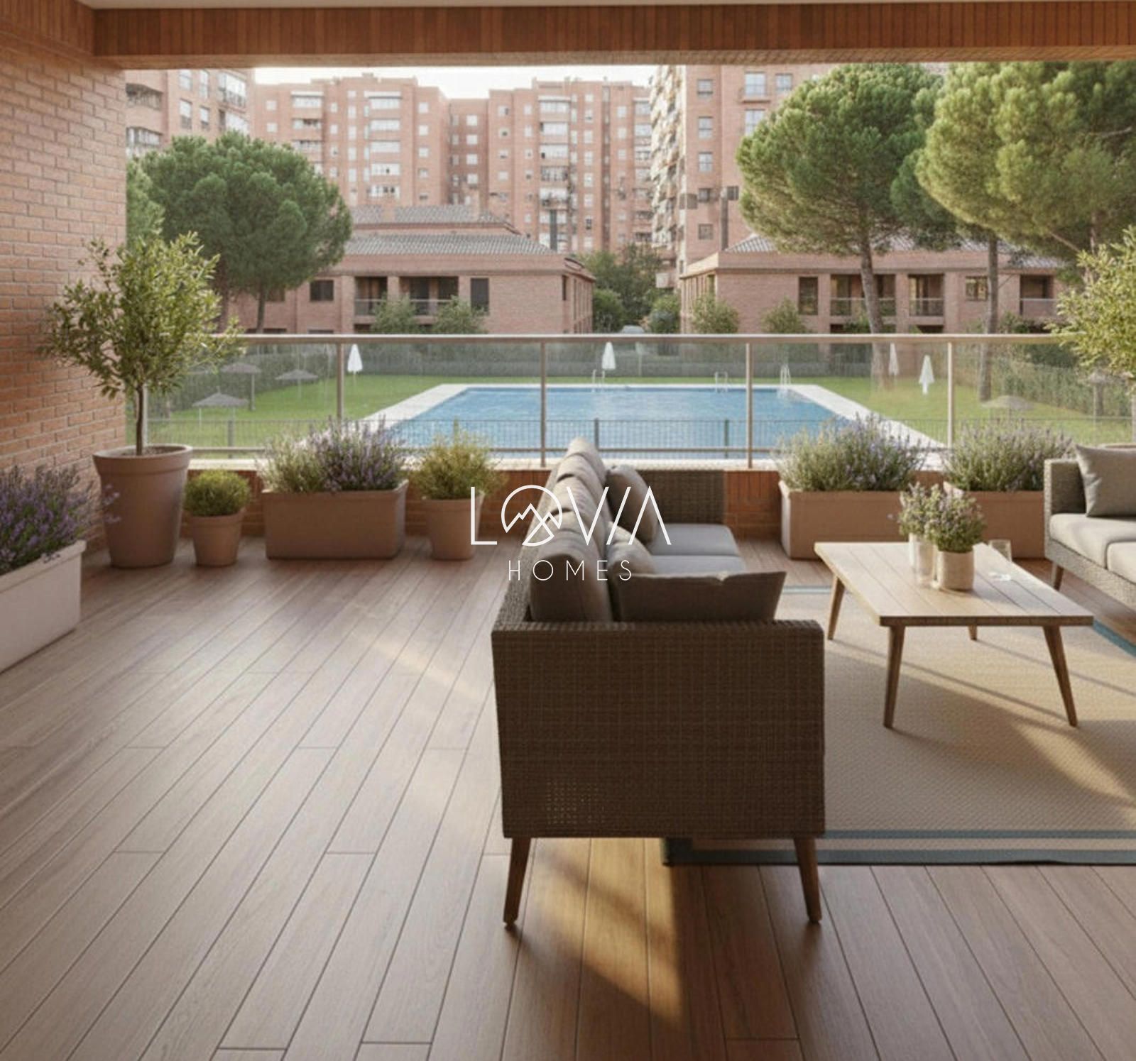 Terrace of Flat for sale in  Madrid Capital  with Terrace, Swimming Pool and Community pool