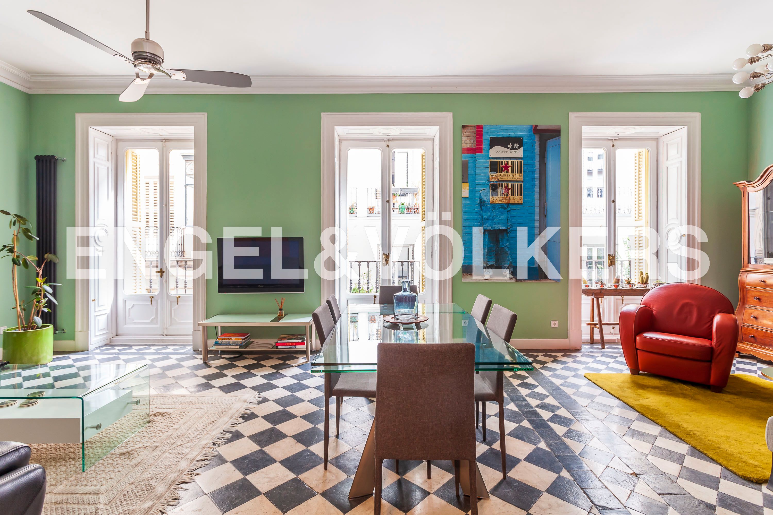 Esszimmer von Wohnung zur Miete in  Madrid Capital mit Klimaanlage, Heizung und Parkett