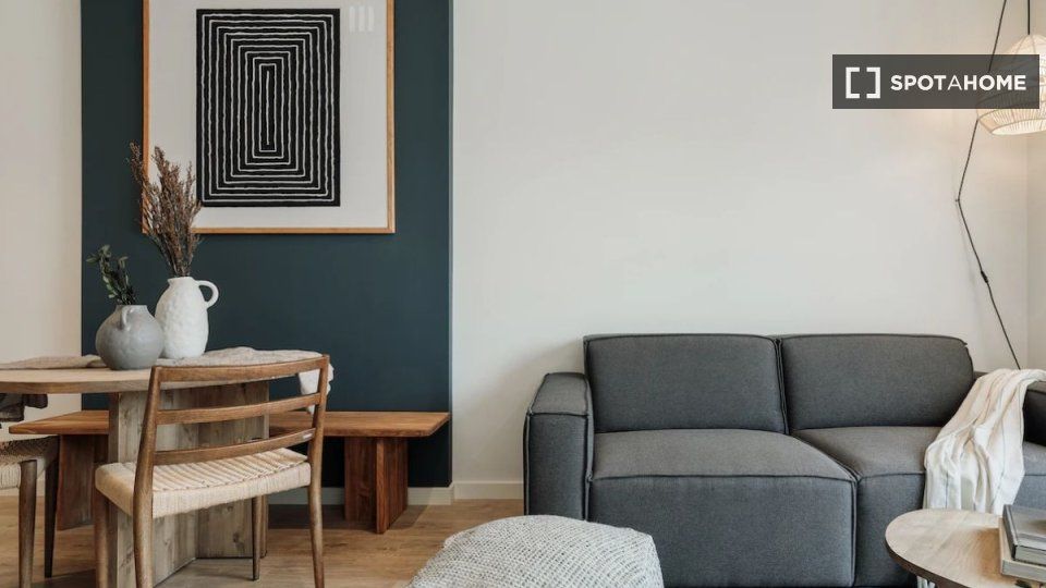 Sala d'estar de Pis de lloguer en  Barcelona Capital amb Aire condicionat, Calefacció i Moblat