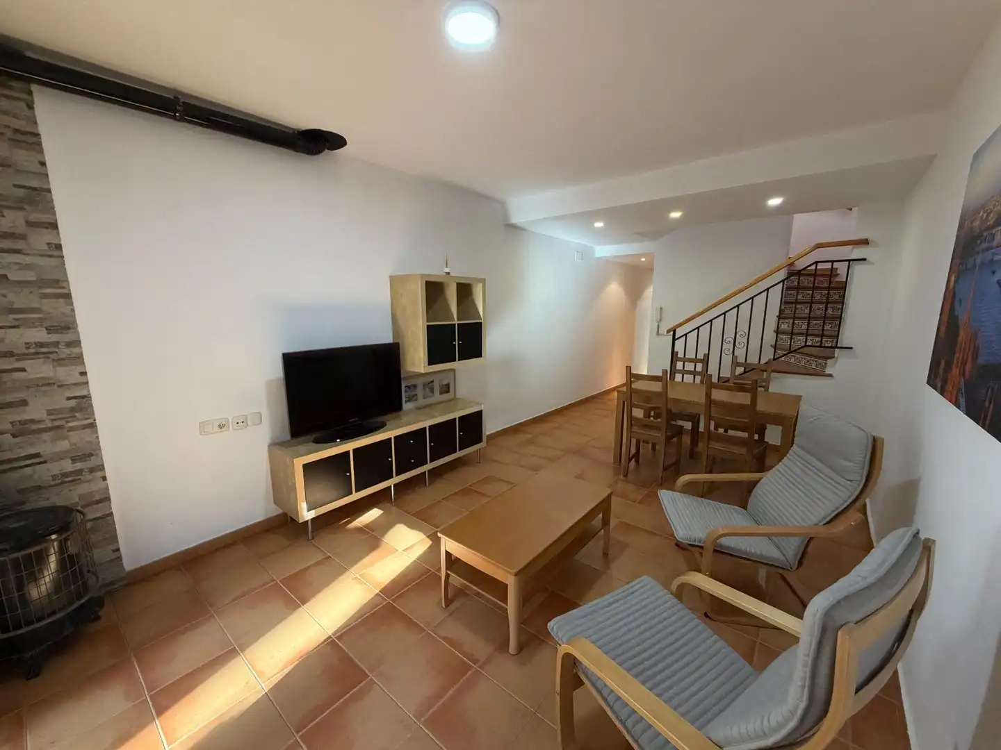 Wohnzimmer von Einfamilien-Reihenhaus zum Verkauf in Dénia mit Klimaanlage, Privatgarten und Terrasse