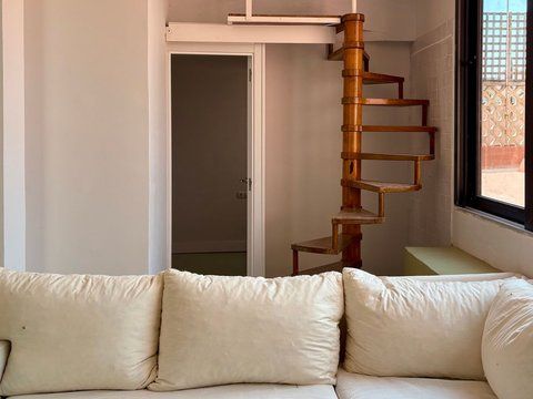 Living room of Attic to rent in  Barcelona Capital  with Air Conditioner, Terrace and Furnished