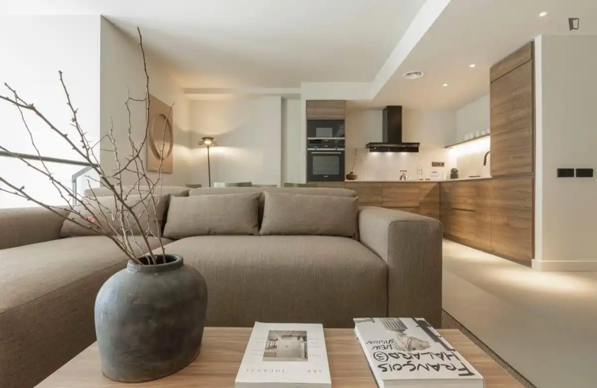 Sala de estar de Apartamento de alquiler en Barcelona con Aire acondicionado, Amueblado y Horno